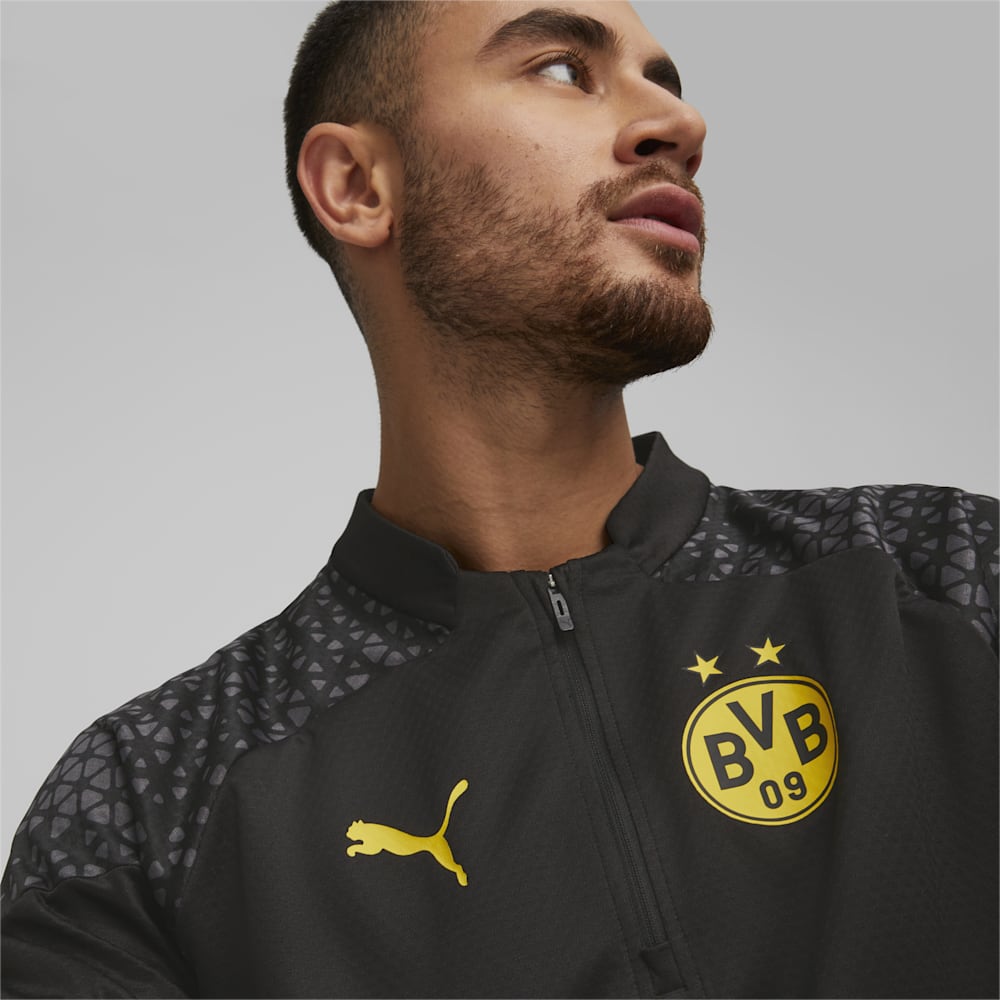 Puma Borussia Dortmund Soccer Quarter-Zip Training Top - Black-Cyber Yellow