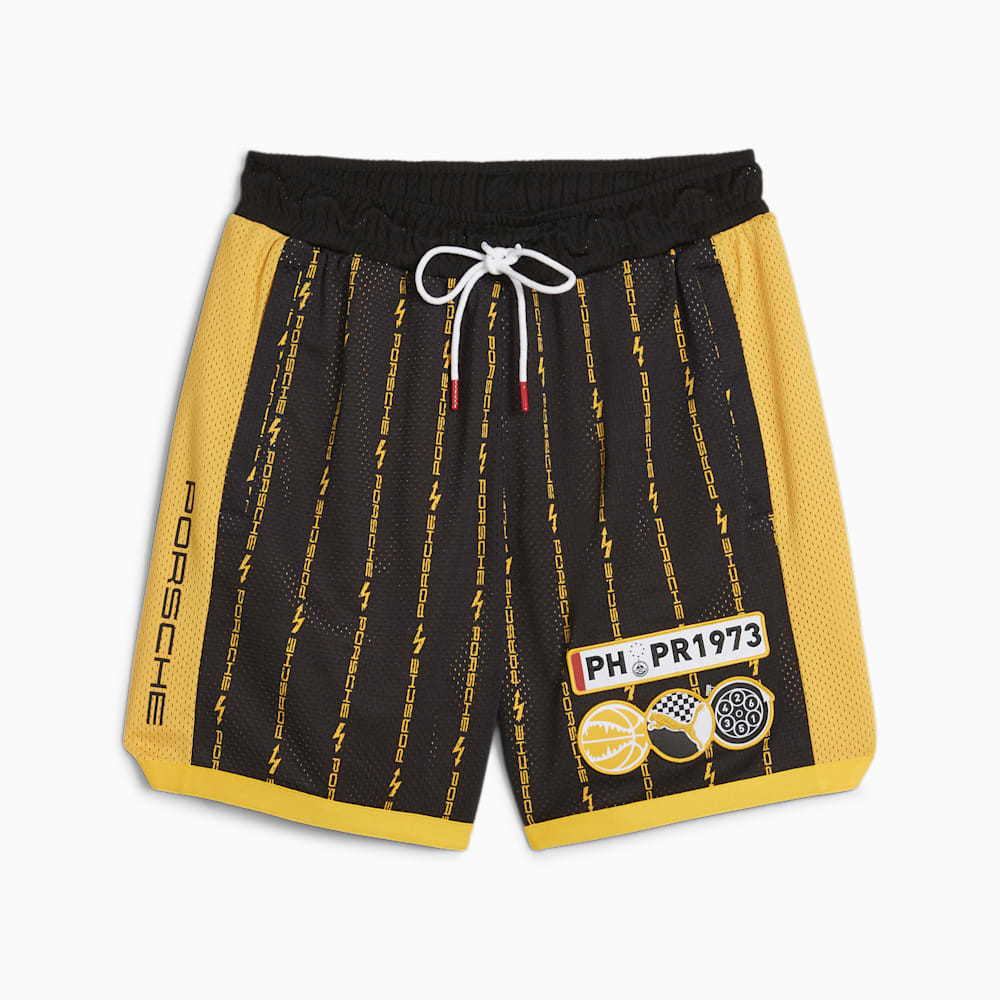 Puma x PORSCHE Basketball Shorts - Black-Sport Yellow