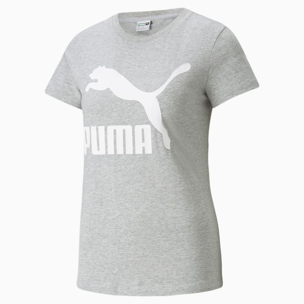 Puma Classics Logo Tee - Light Gray Heather-White