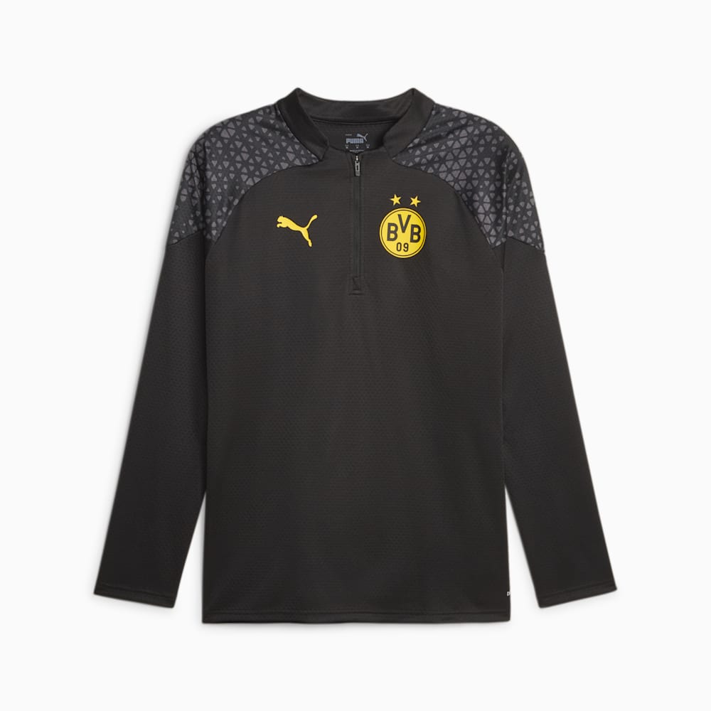 Puma Borussia Dortmund Soccer Quarter-Zip Training Top - Black-Cyber Yellow