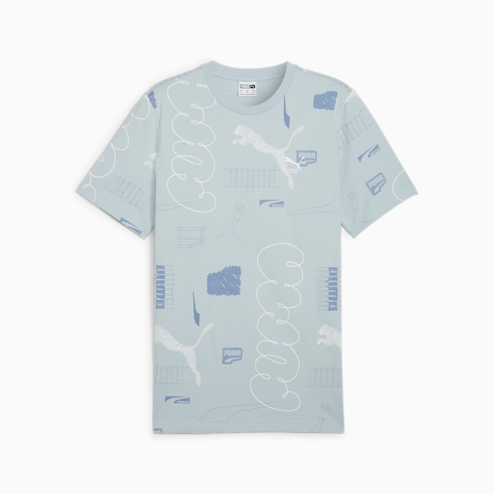 Puma BRAND LOVE All-Over-Print Tee - Turquoise Surf-AOP