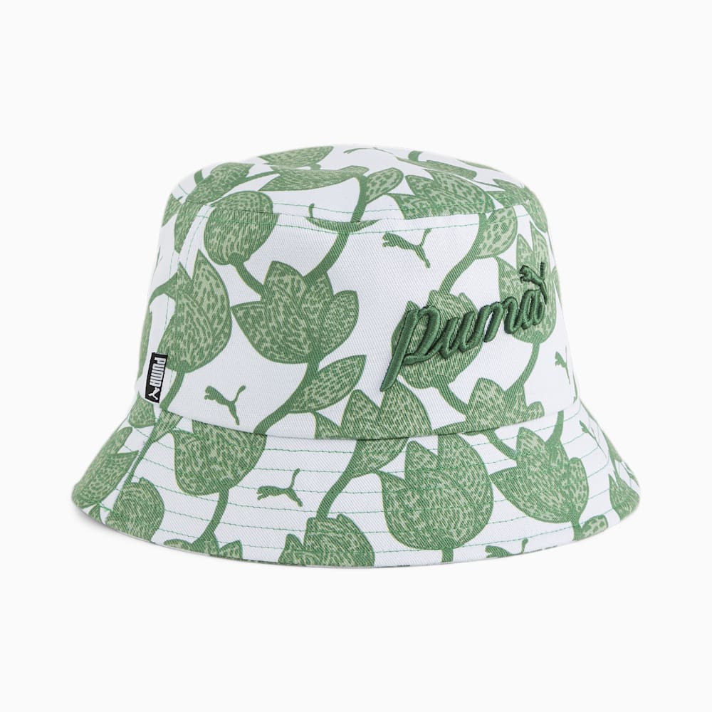 Puma ESS Elevated Bucket Hat - White-Archive Green-AOP