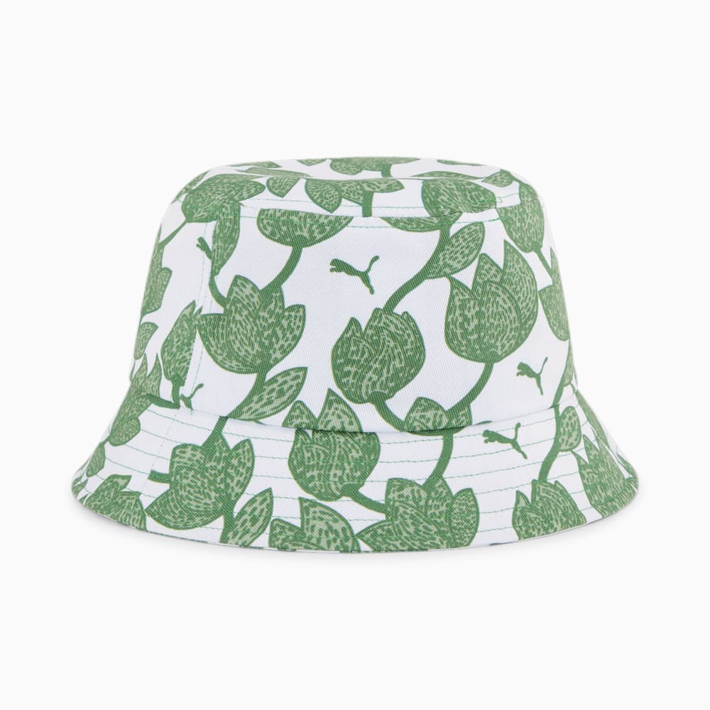 Puma ESS Elevated Bucket Hat - White-Archive Green-AOP