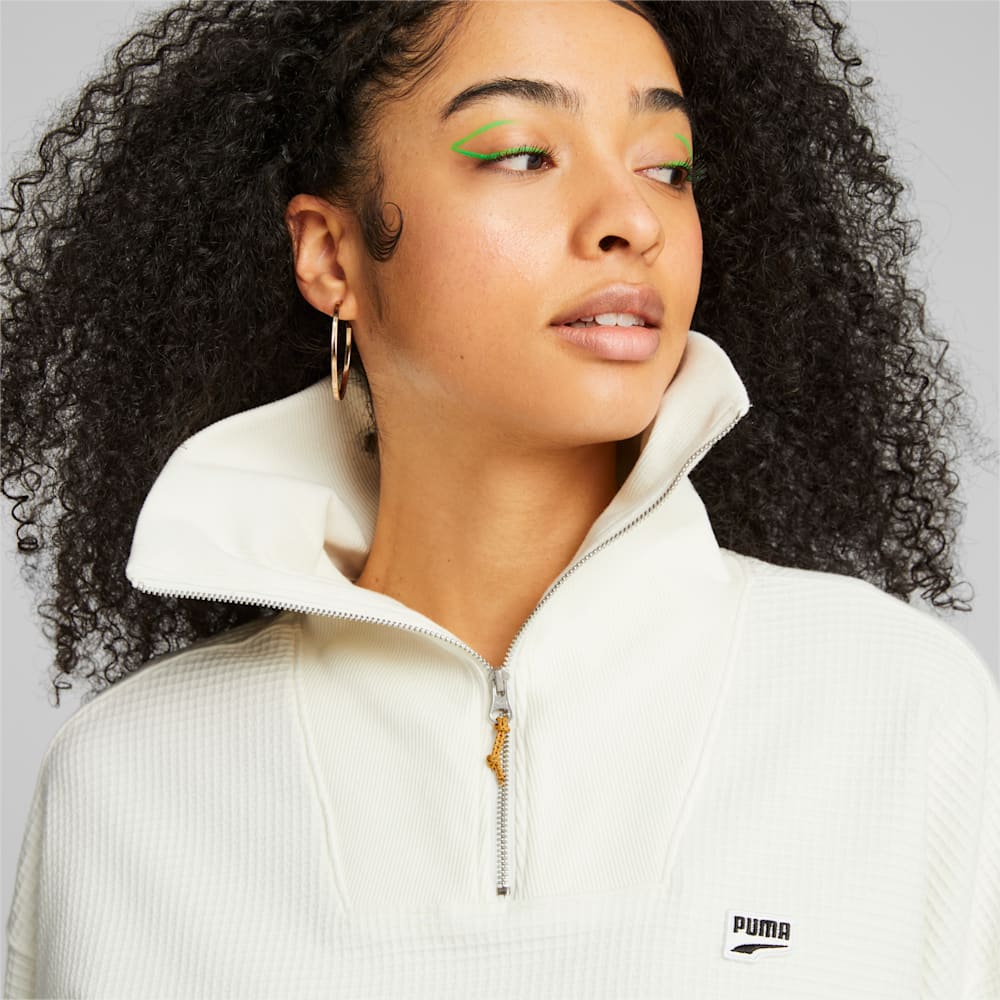 Puma DOWNTOWN Half-Zip Sweatshirt - Warm White