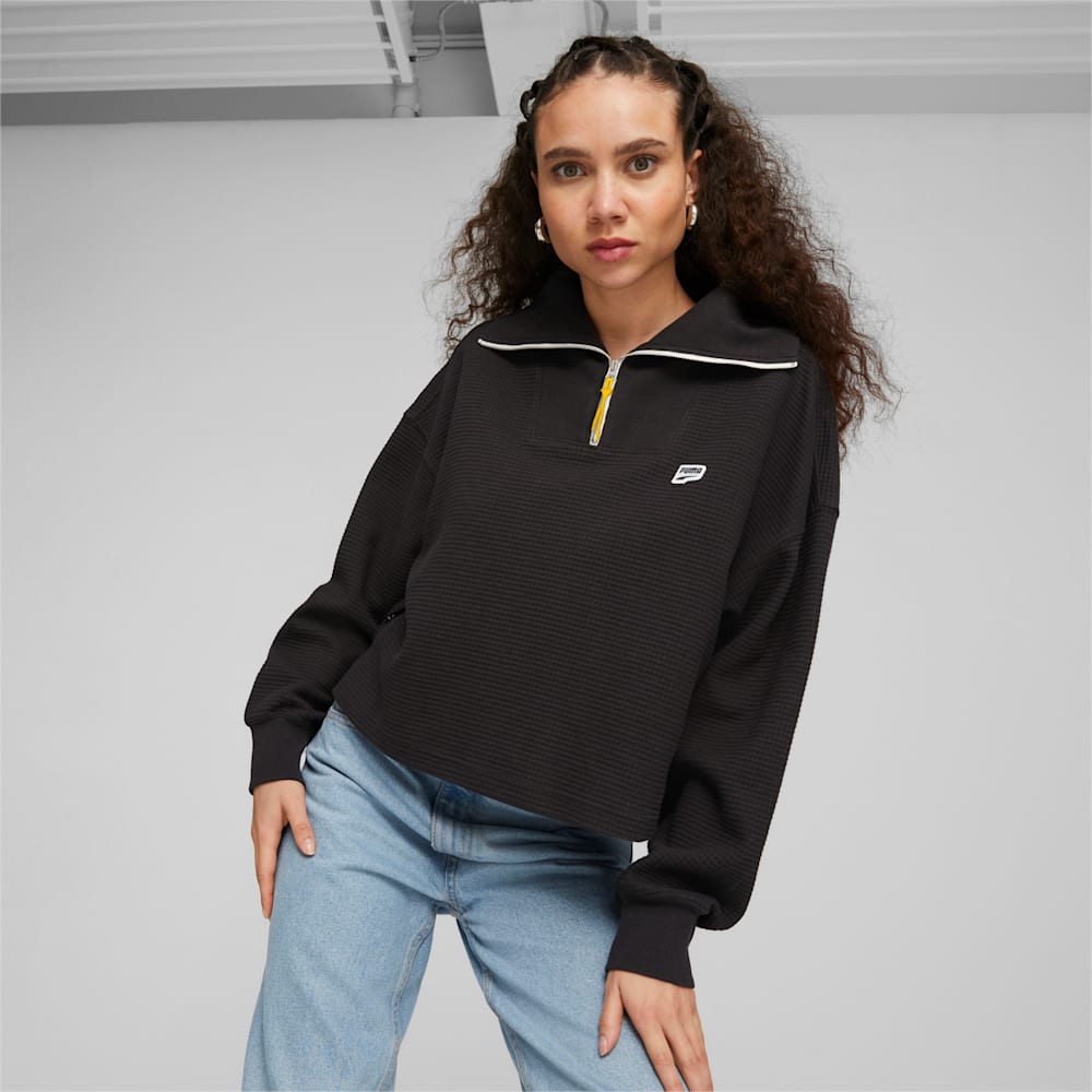 Puma DOWNTOWN Half-Zip Sweatshirt - Black