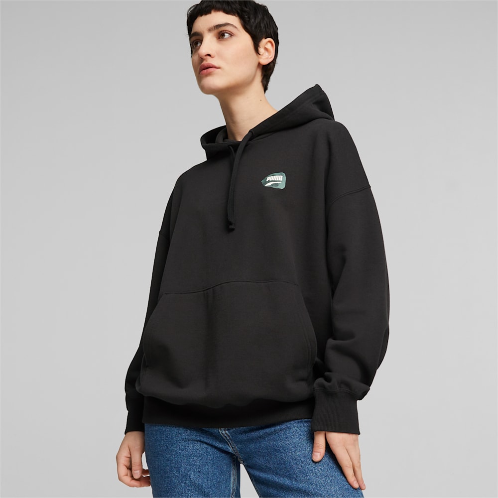 Puma DOWNTOWN Oversized Graphic Hoodie - Black