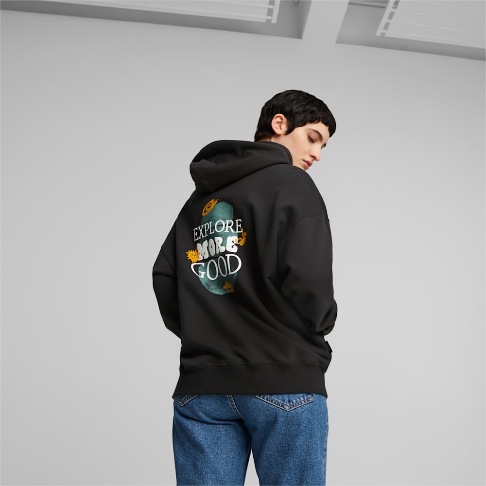 Puma DOWNTOWN Oversized Graphic Hoodie - Black