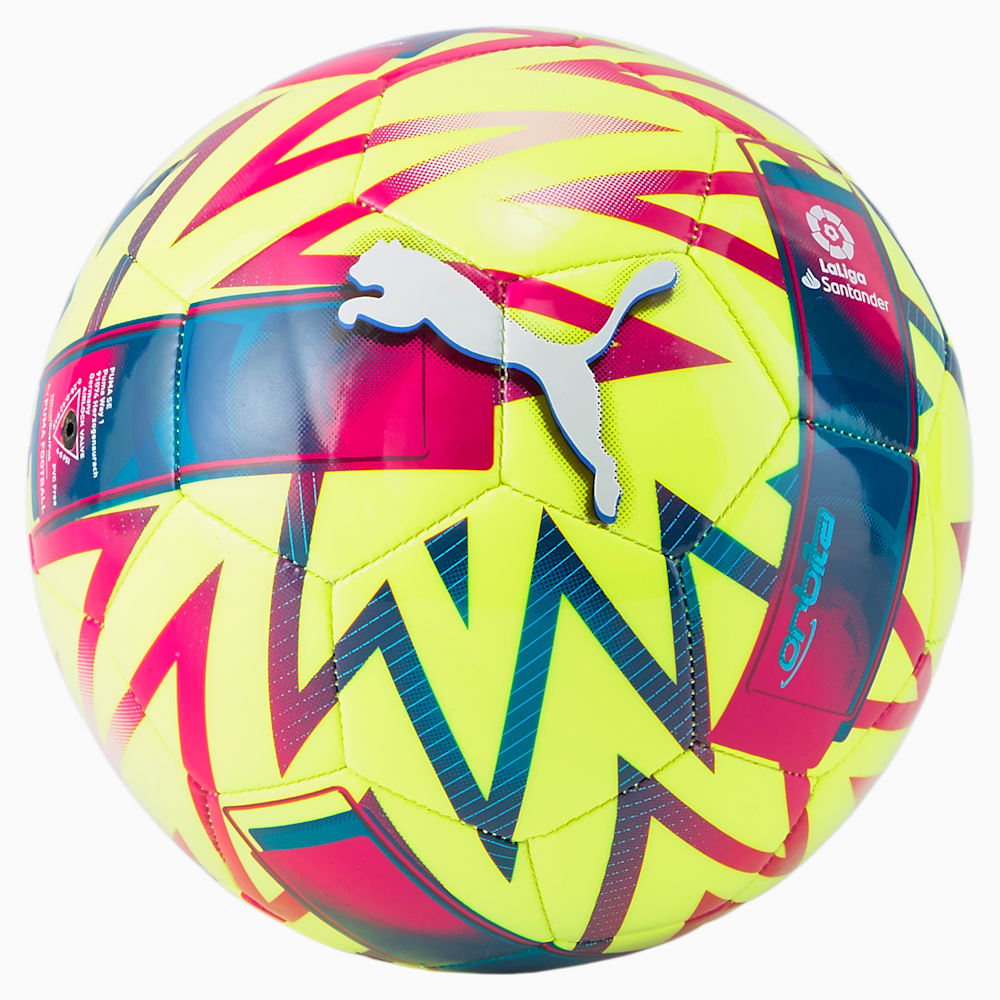 Puma Orbita La Liga 1 MS Mini Soccer Ball - Lemon Tonic-Beetroot Purple-Blue Atoll