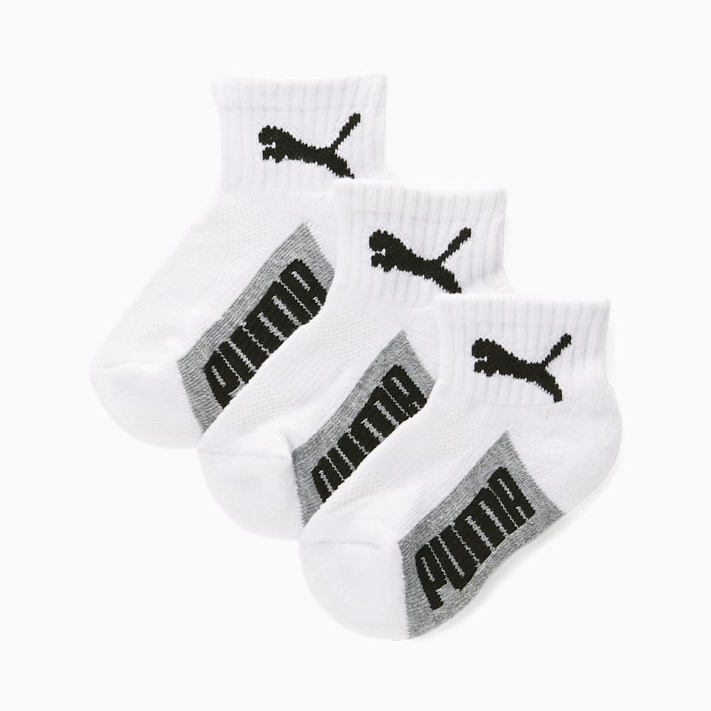 Puma Kids Terry Quarter Cut Socks [3 Pairs] - WHITE / GREY