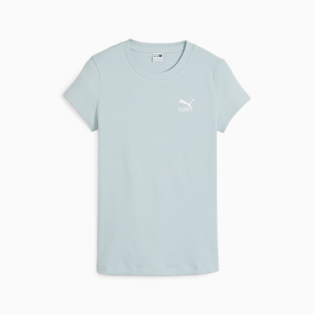 Puma CLASSICS Ribbed Slim Tee - Turquoise Surf