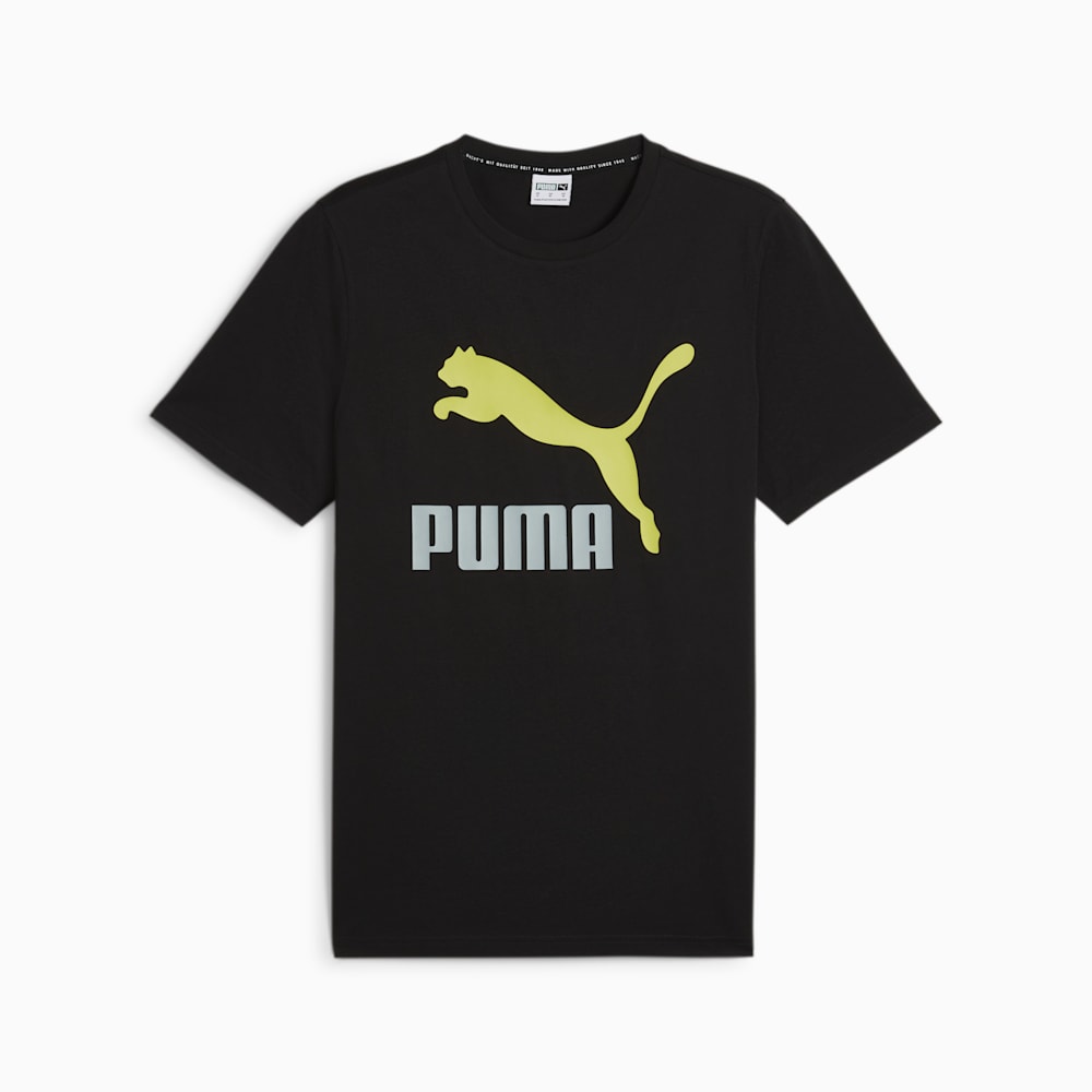 Puma Classics Logo Tee - Black-Lime Sheen