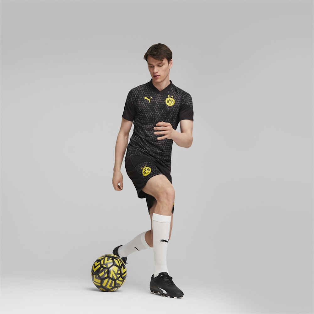 Puma Borussia Dortmund Soccer Training Shorts - Black-Cyber Yellow