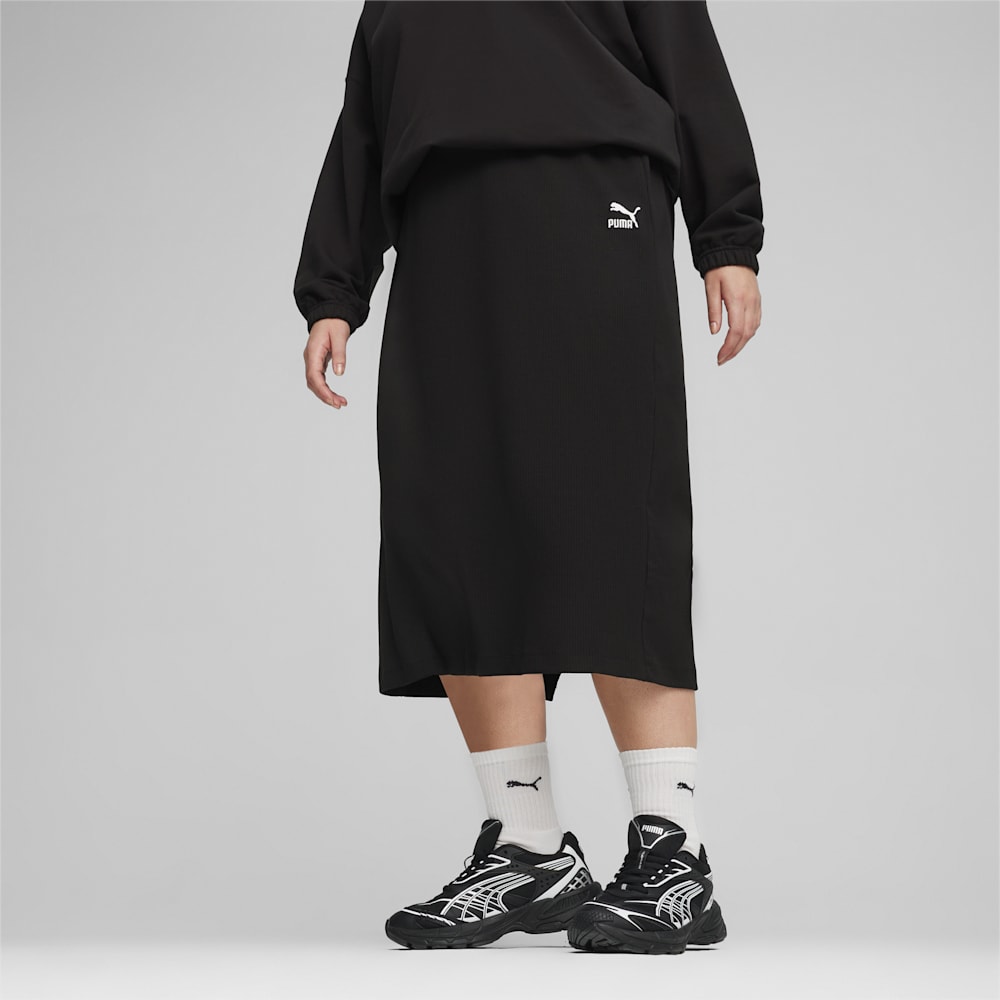 Puma CLASSICS Ribbed Midi Skirt - Black