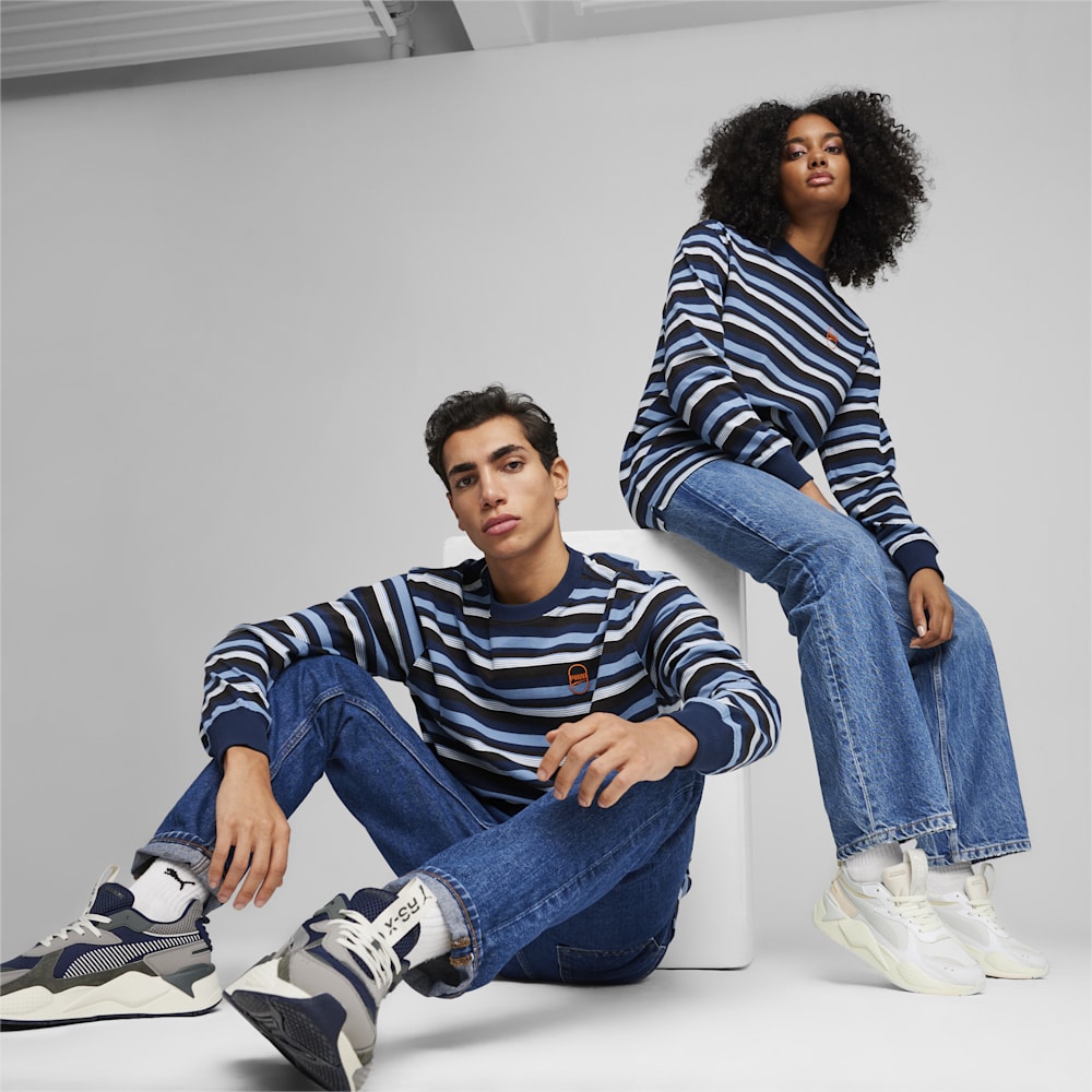 Puma DOWNTOWN 180 Striped Tee - Zen Blue-AOP