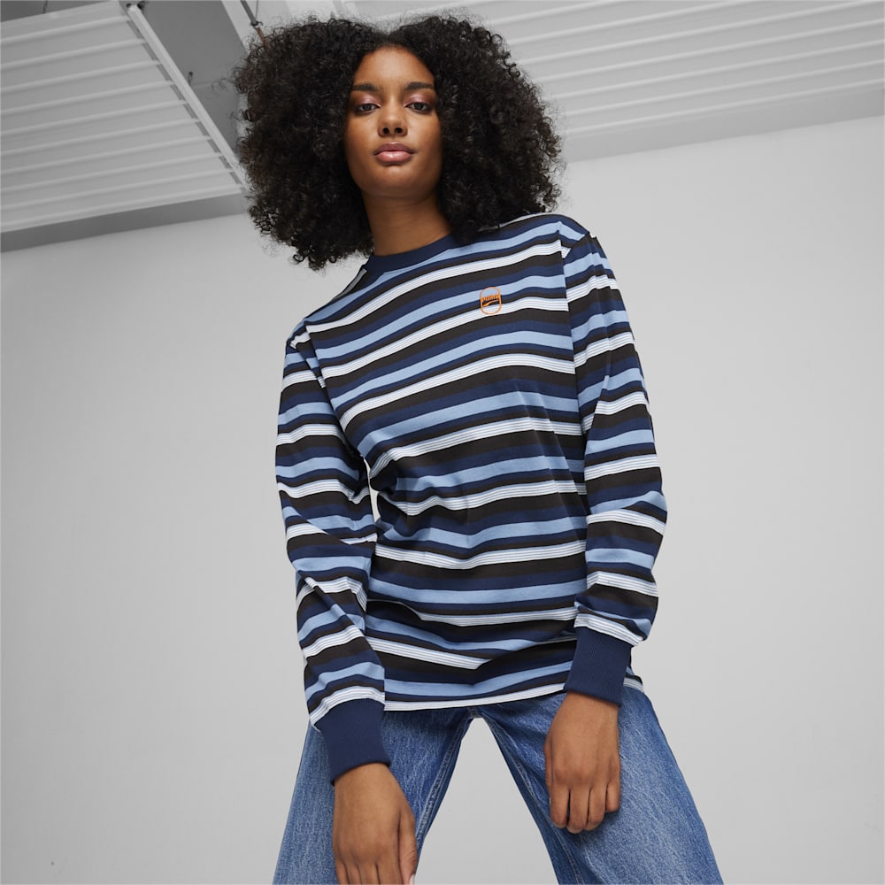 Puma DOWNTOWN 180 Striped Tee - Zen Blue-AOP