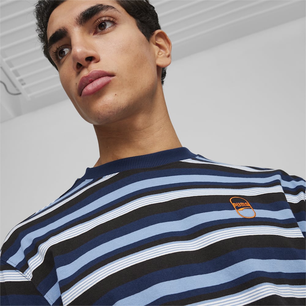 Puma DOWNTOWN 180 Striped Tee - Zen Blue-AOP