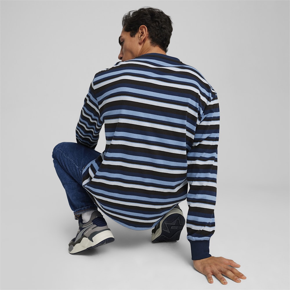 Puma DOWNTOWN 180 Striped Tee - Zen Blue-AOP