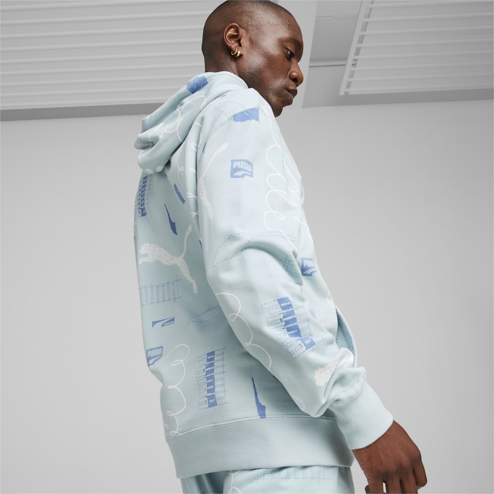 Puma BRAND LOVE Hoodie - Turquoise Surf-AOP