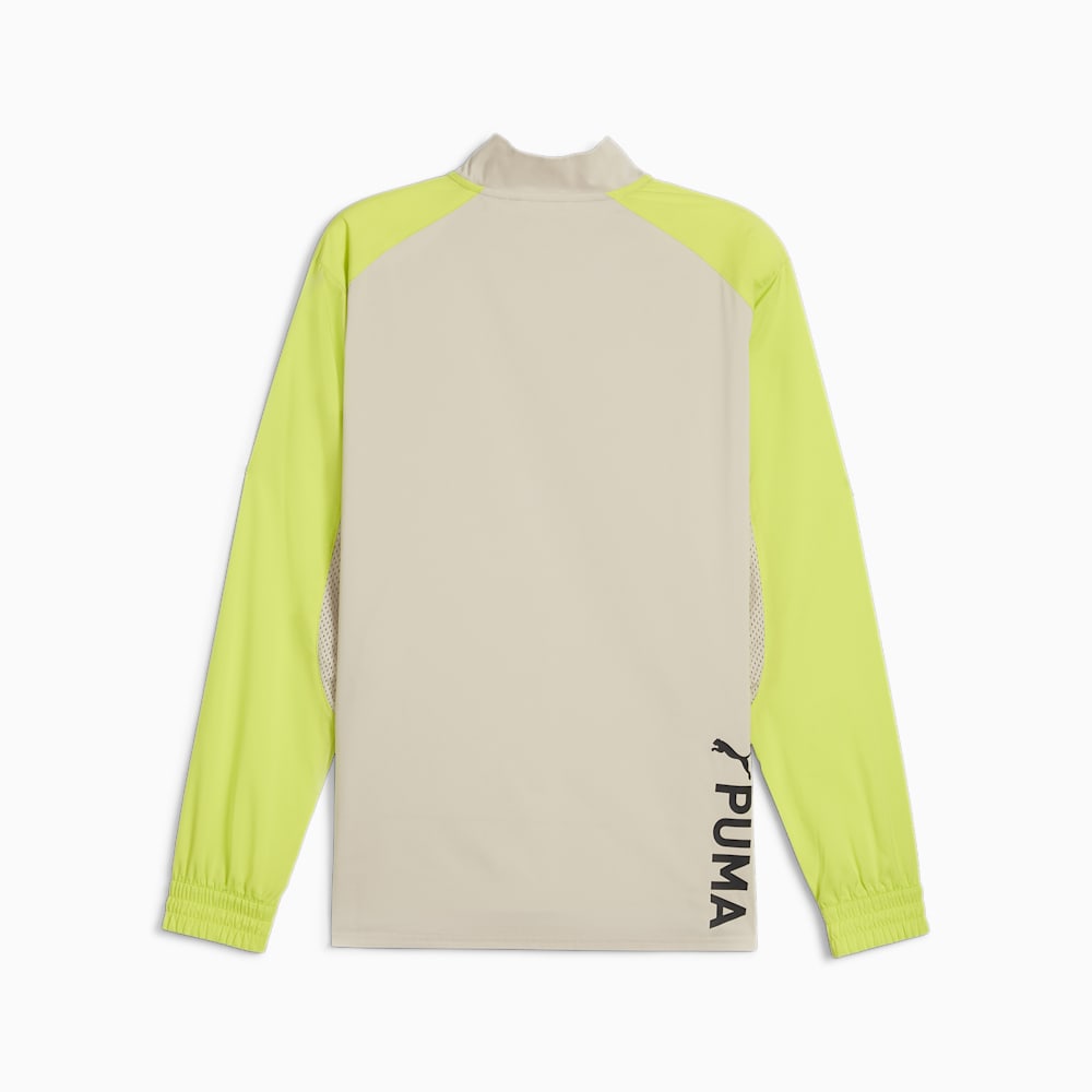 Puma FIT Woven Quarter Zip Sweater - Putty-Lime Pow