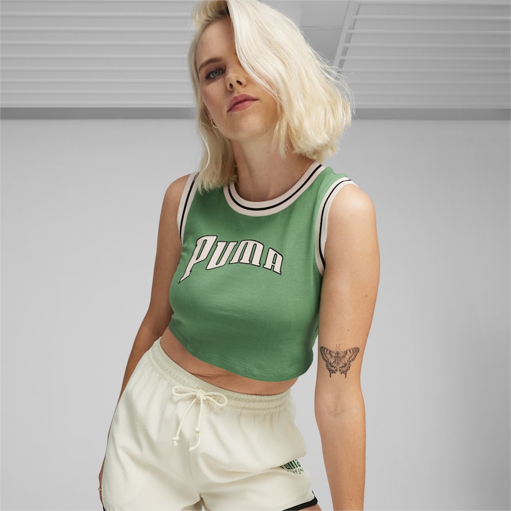 Puma For the Fanbase PUMA TEAM Graphic Crop Top - Archive Green