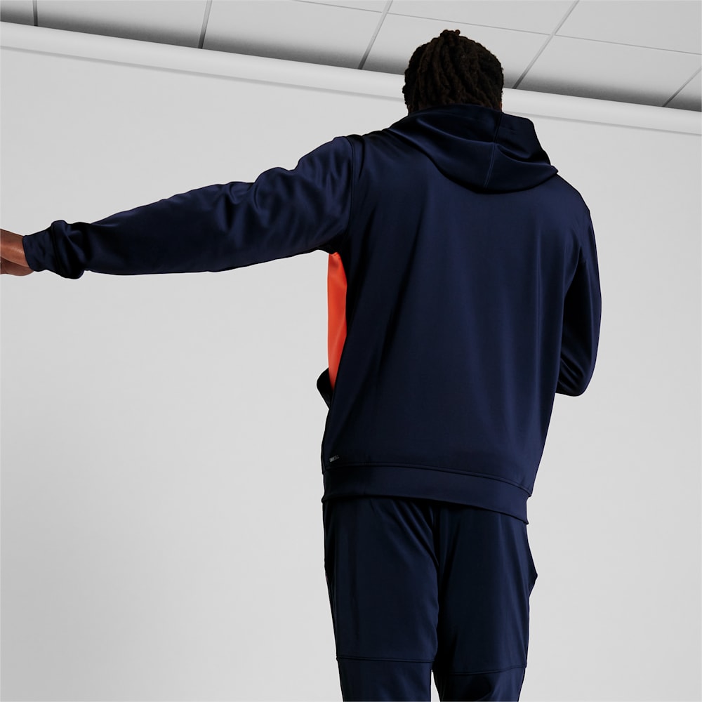 Puma Fit Double Knit Full-Zip Hoodie - Navy-Neon Sun