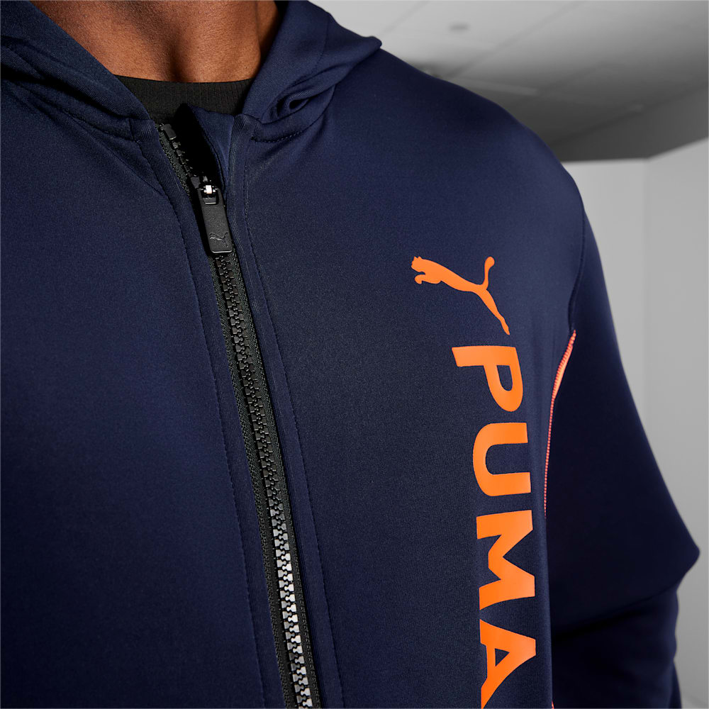 Puma Fit Double Knit Full-Zip Hoodie - Navy-Neon Sun