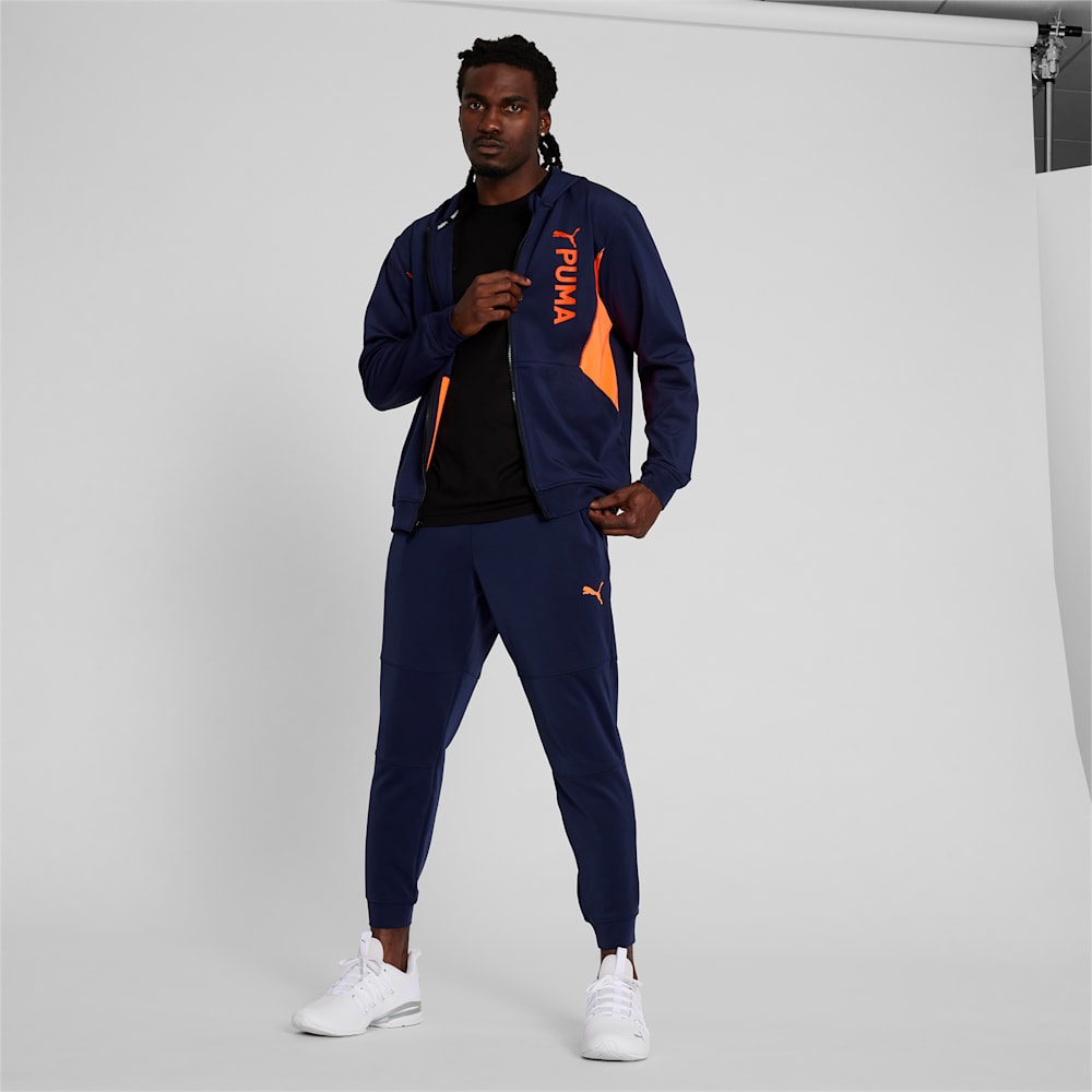 Puma Fit Double Knit Full-Zip Hoodie - Navy-Neon Sun