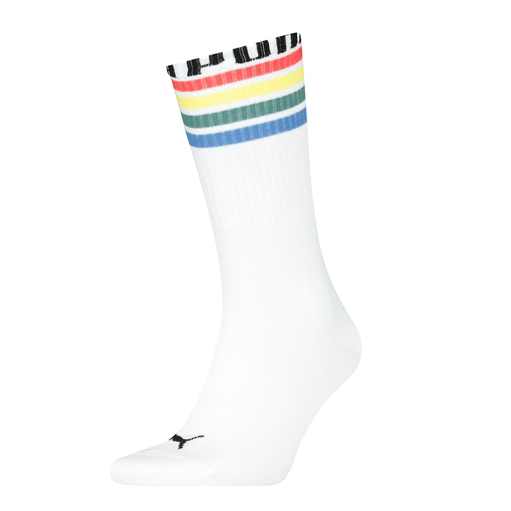 Puma Unisex Crew Length Socks (1 Pack) - White / Rainbow