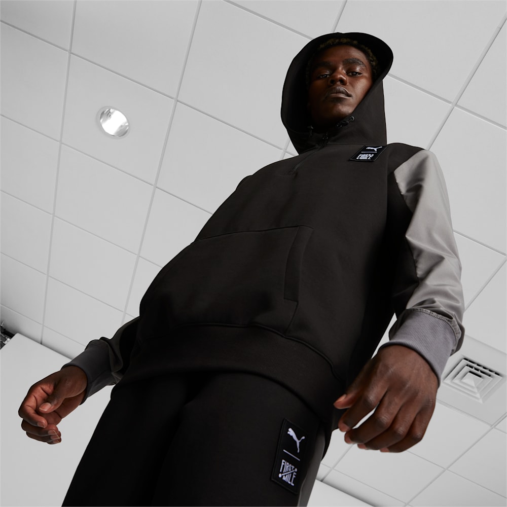 Puma x FIRST MILE Quarter-Zip Training Hoodie - CASTLEROCK-Black