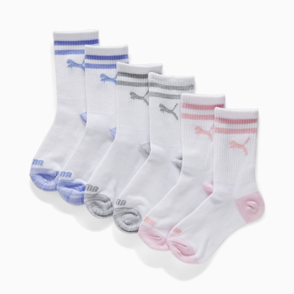 Puma Non-Terry Crew-Length Socks (3 Pack) - WHITE / PINK