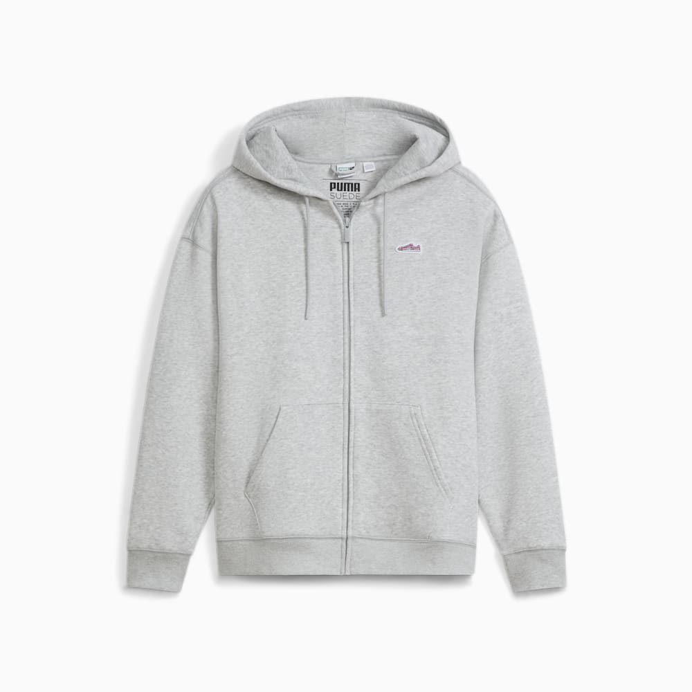 Puma Suede Logo Full-Zip Hoodie - Light Gray Heather