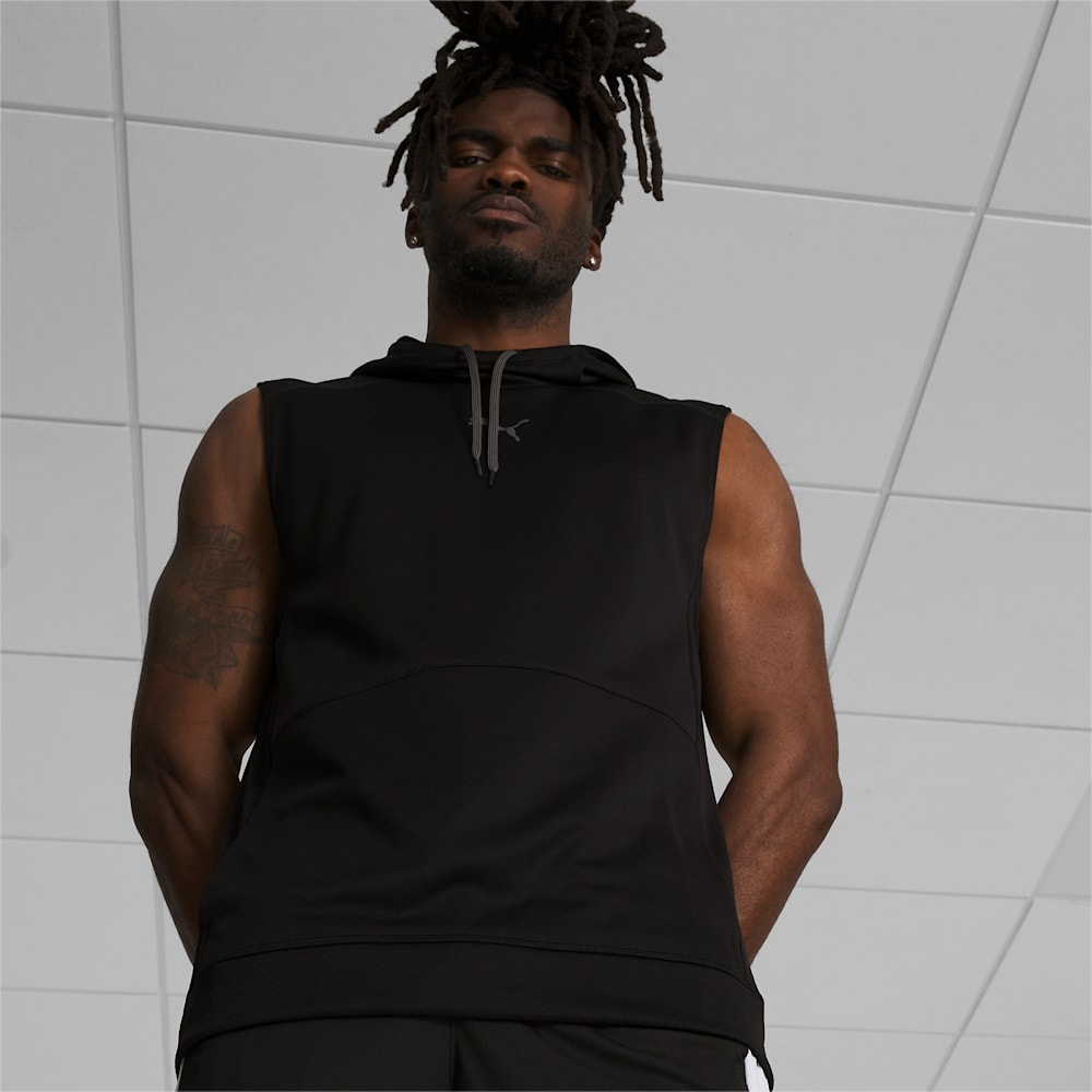 Puma Tech Knit Sleeveless Training Hoodie - Black-Cool Dark Gray