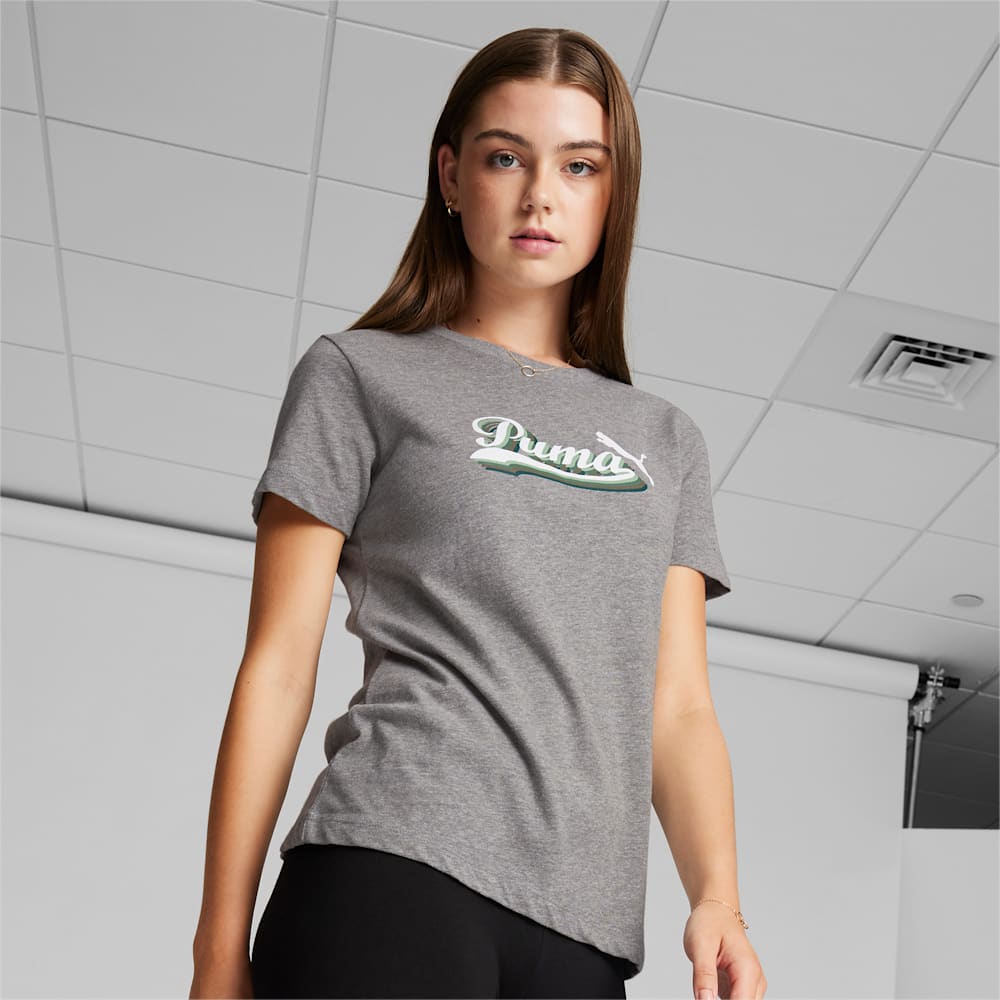 Puma Vintage Script Logo Tee - Medium Gray Heather