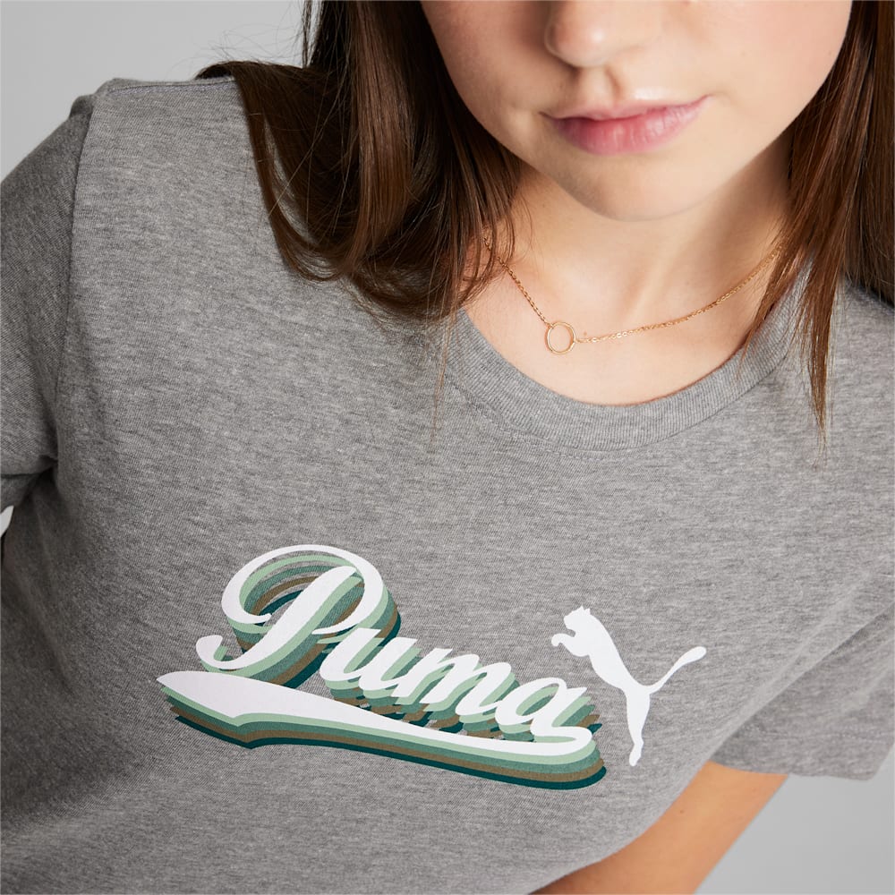 Puma Vintage Script Logo Tee - Medium Gray Heather