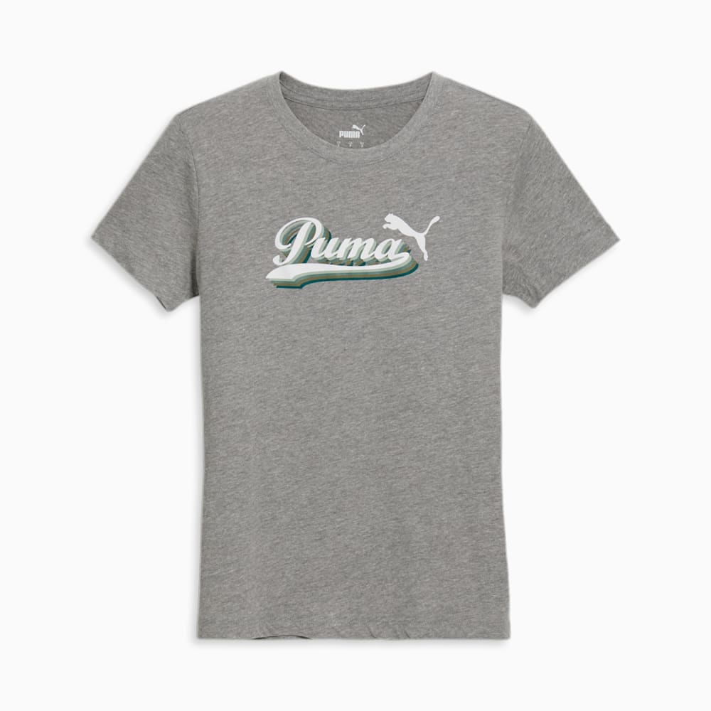 Puma Vintage Script Logo Tee - Medium Gray Heather