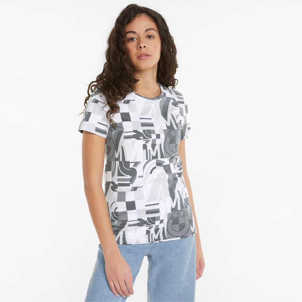 Puma BMW M Motorsport Statement Printed Tee - White-Gray color AOP