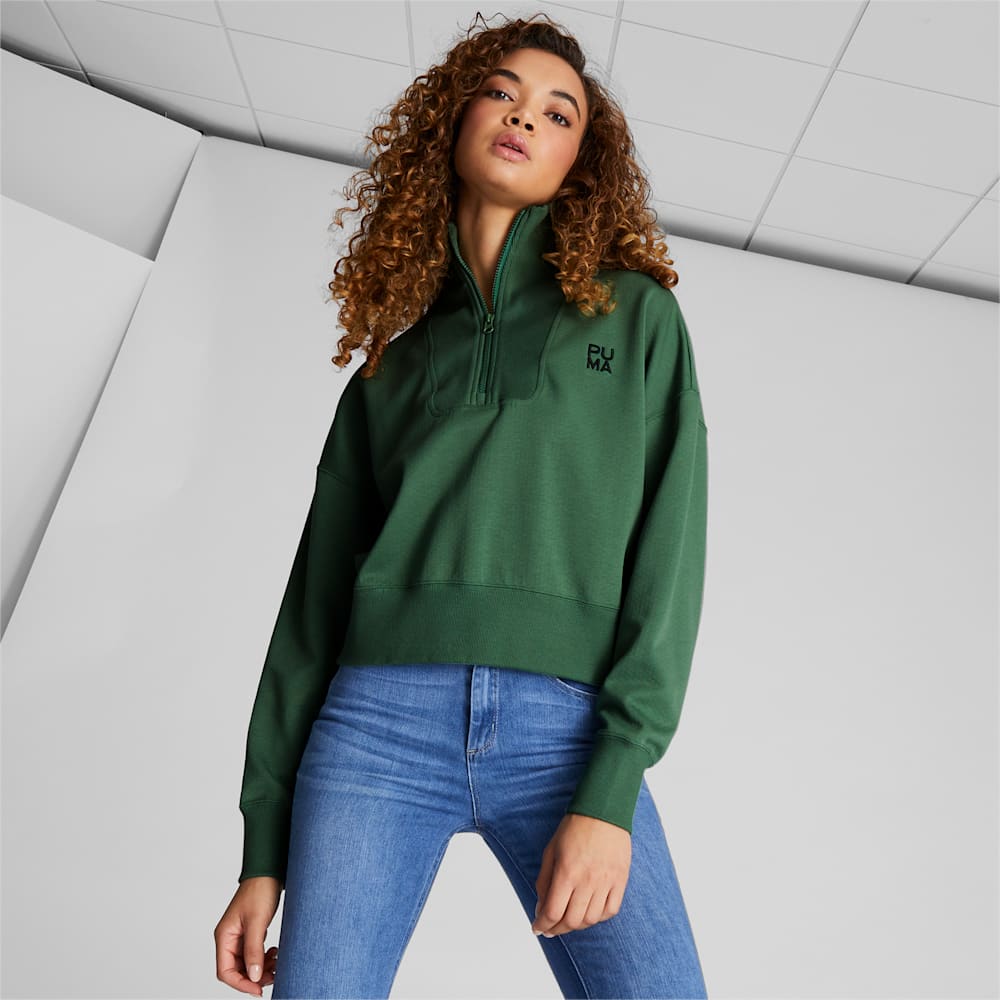 Puma Infuse Half-Zip Oversized Sweatshirt - Deep Forest