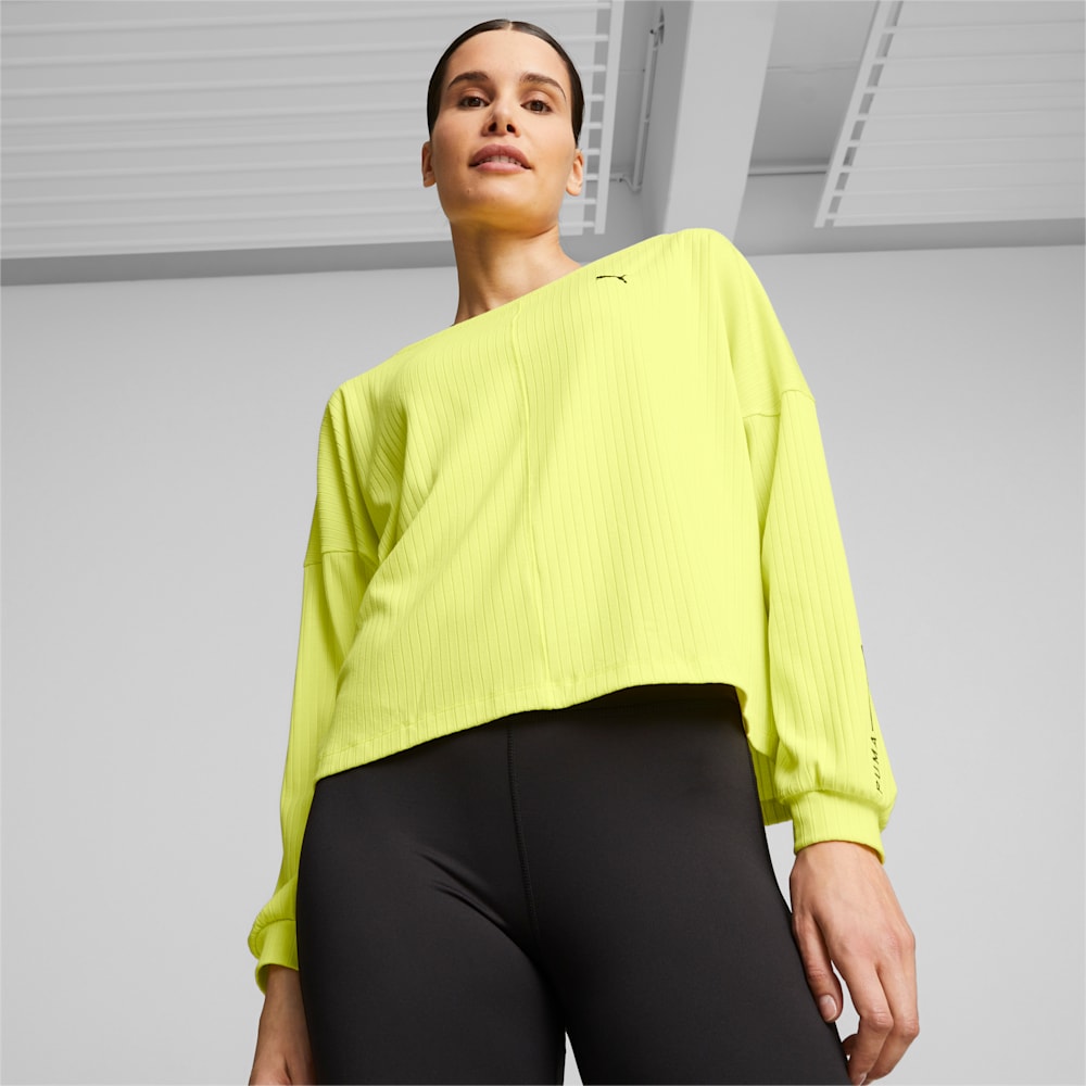 Puma STUDIO UNWIND Long Sleeve Training Tee - Yellow Burst