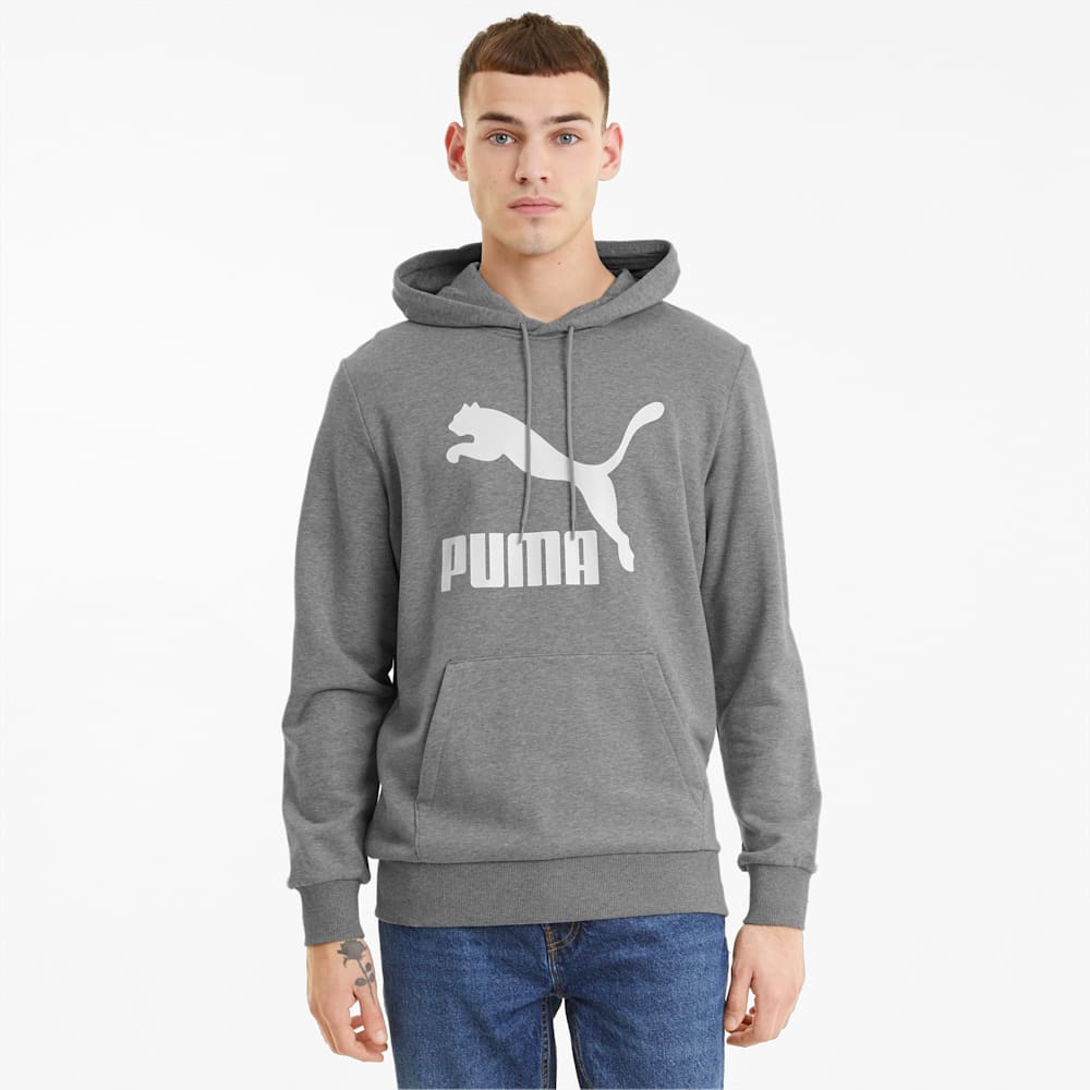 Puma Classics French Terry Logo Hoodie - Medium Gray Heather