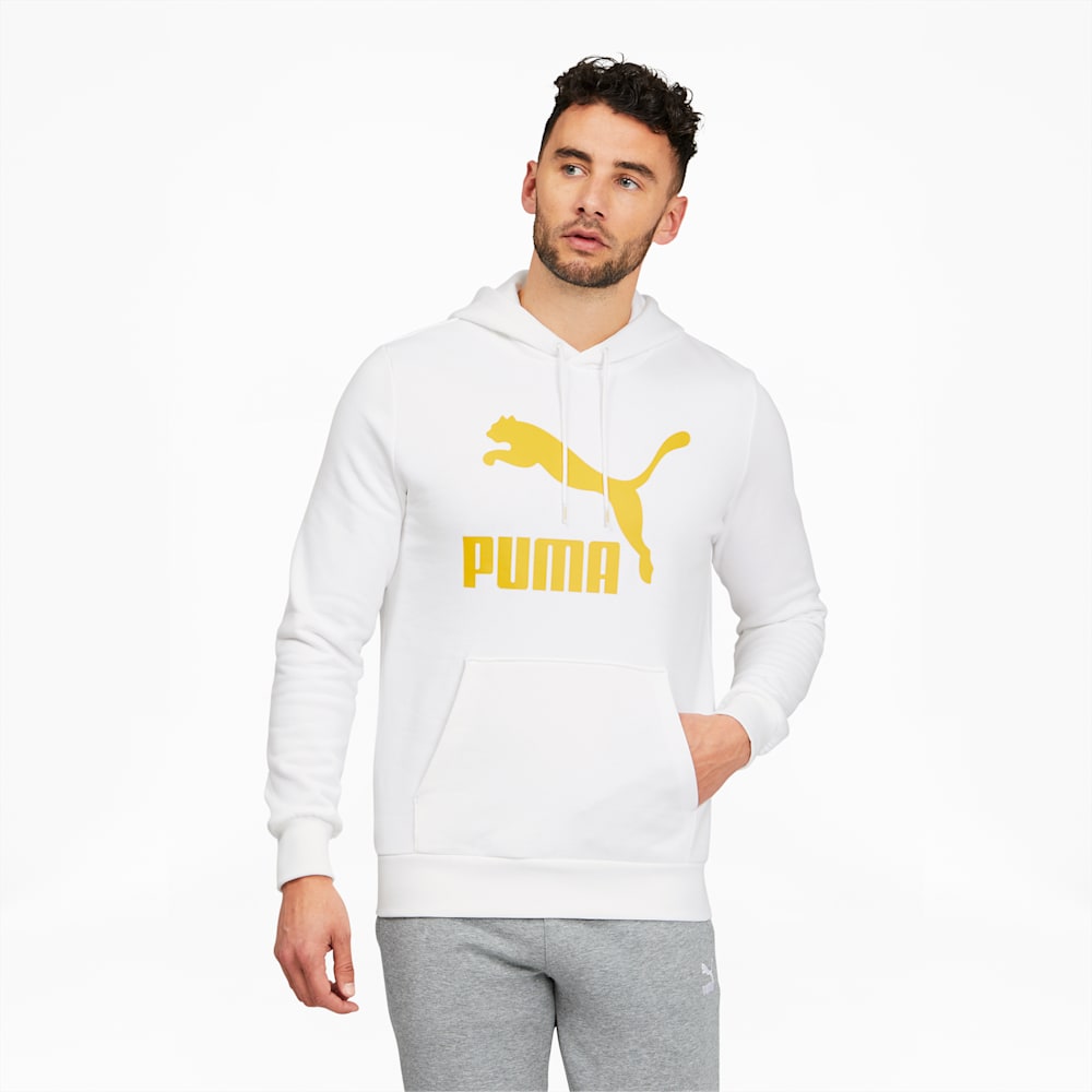 Puma Classics Logo Hoodie FL - White-Bamboo