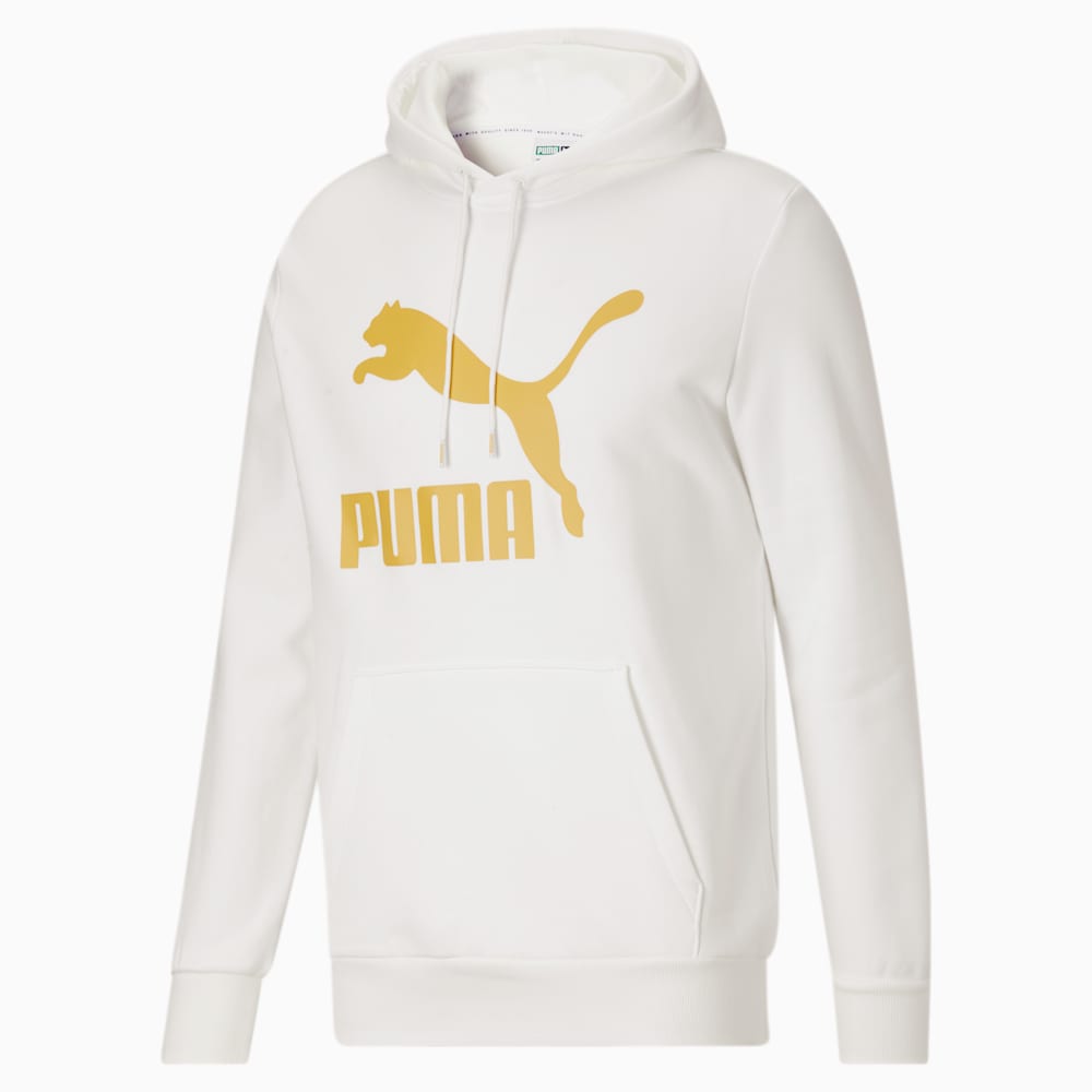 Puma Classics Logo Hoodie FL - White-Bamboo