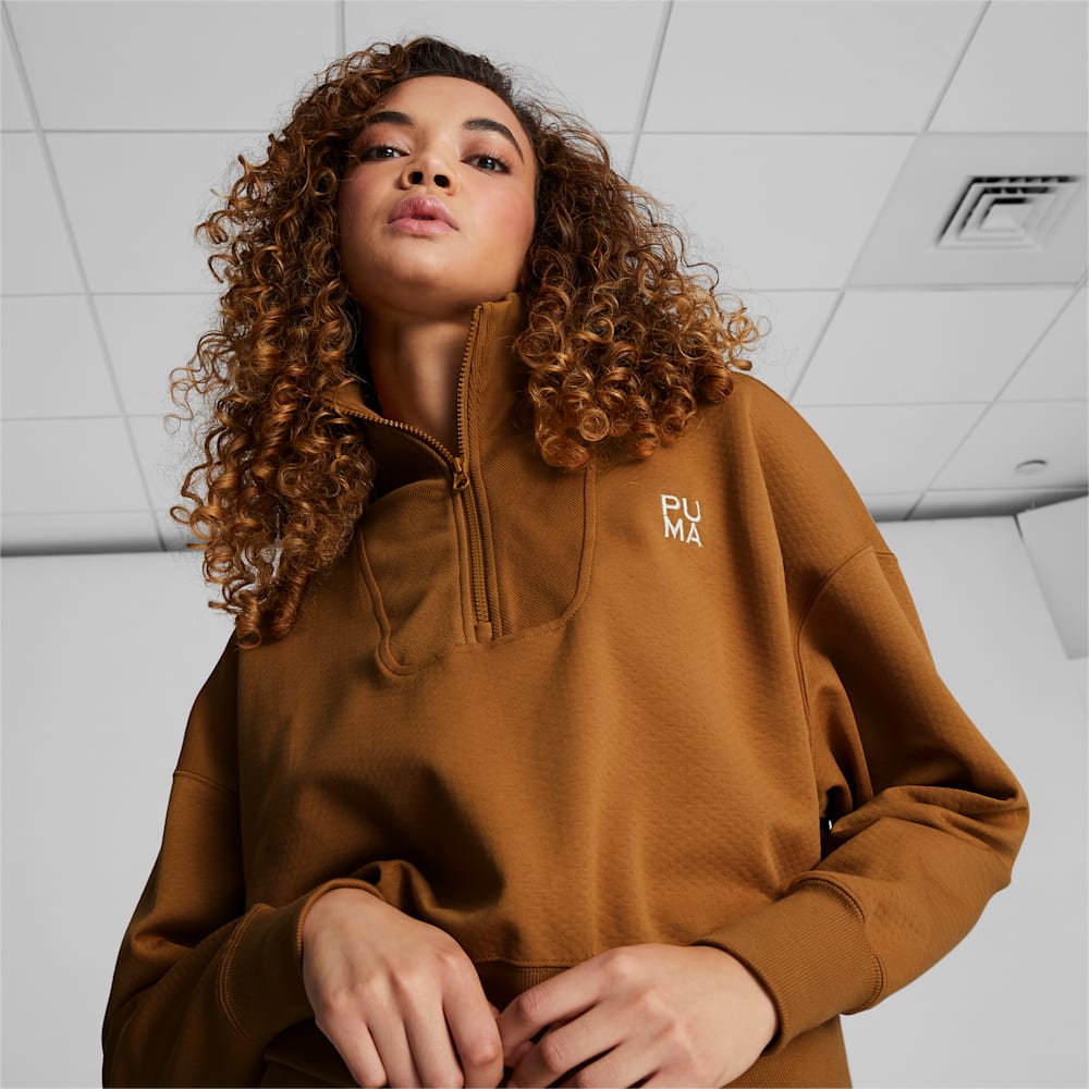 Puma Infuse Half-Zip Oversized Sweatshirt - Desert Tan