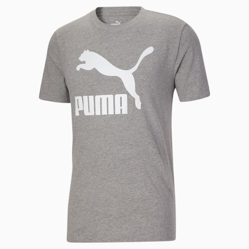 Puma Classics Logo Tee - Medium Gray Heather-White