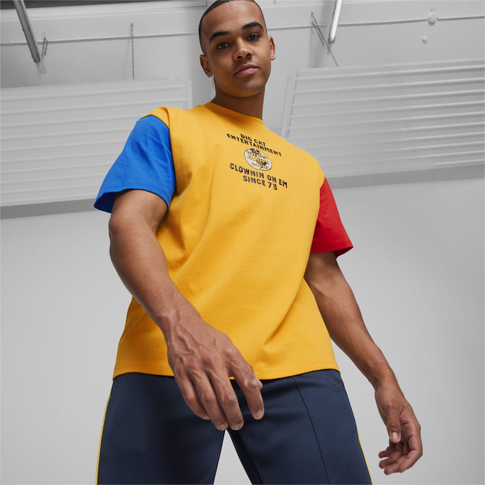 Puma SHOWTIME Clown On Em Basketball Tee - Yellow Sizzle-Electric Blue Lemonade-For All Time Red