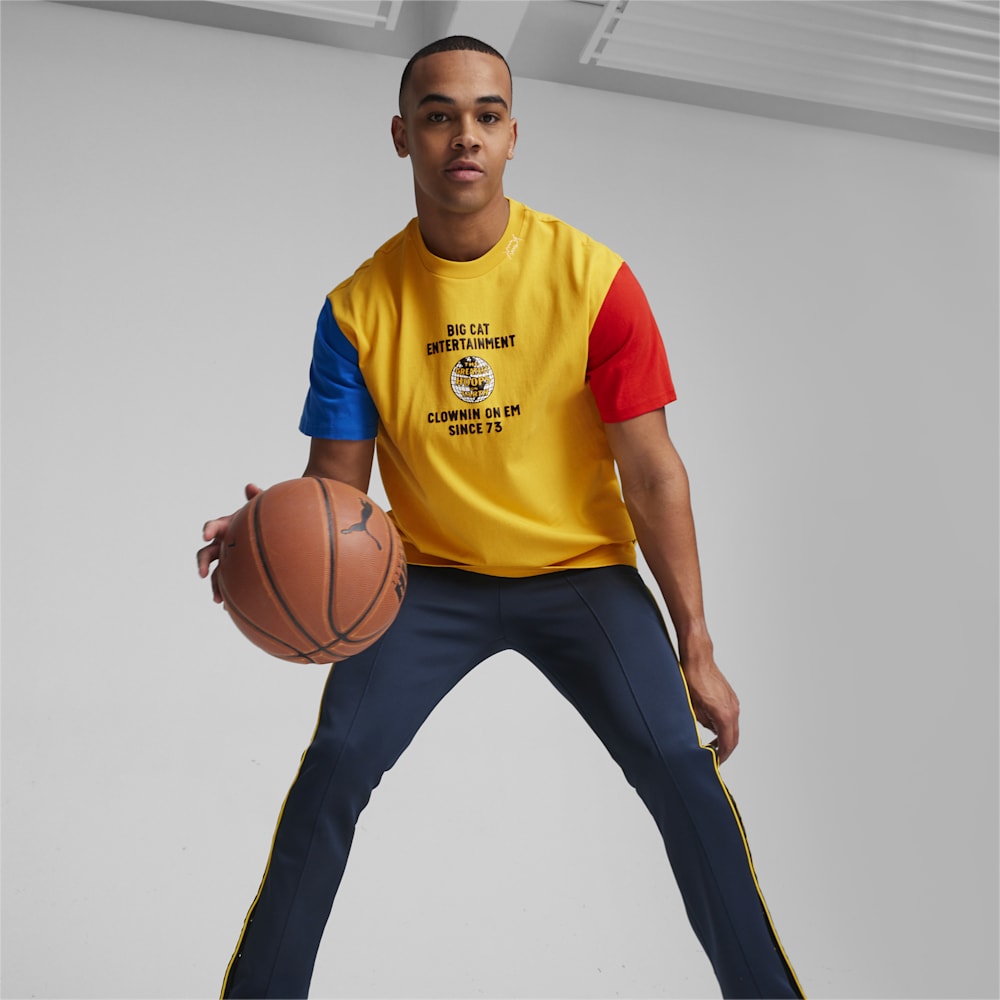 Puma SHOWTIME Clown On Em Basketball Tee - Yellow Sizzle-Electric Blue Lemonade-For All Time Red