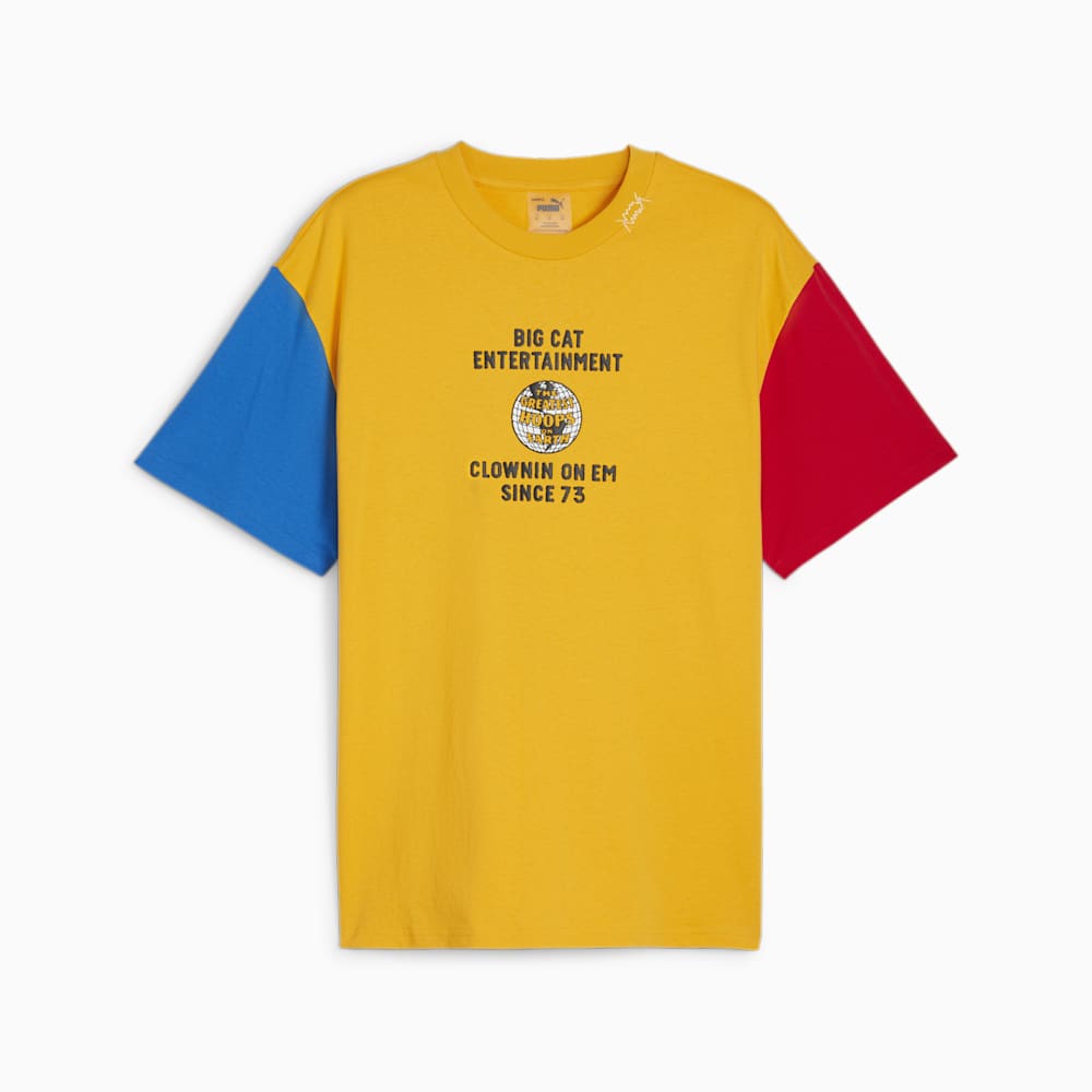 Puma SHOWTIME Clown On Em Basketball Tee - Yellow Sizzle-Electric Blue Lemonade-For All Time Red