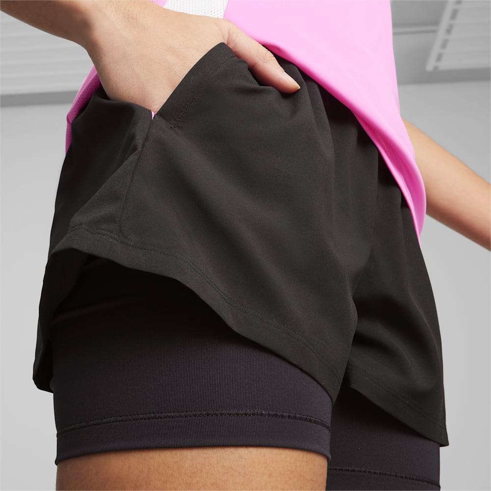 Puma Individual Racquet 2-in-1 Shorts - Black-Poison Pink