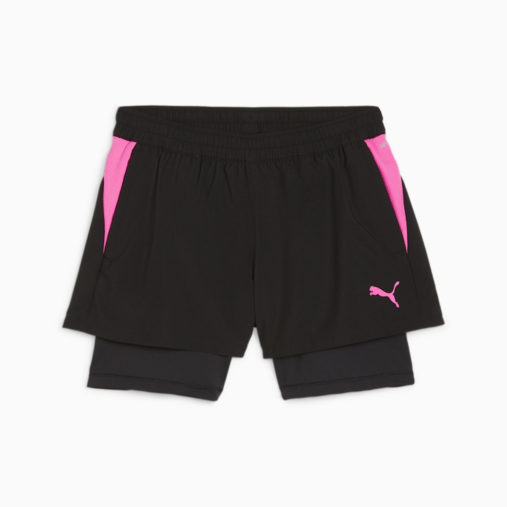 Puma Individual Racquet 2-in-1 Shorts - Black-Poison Pink