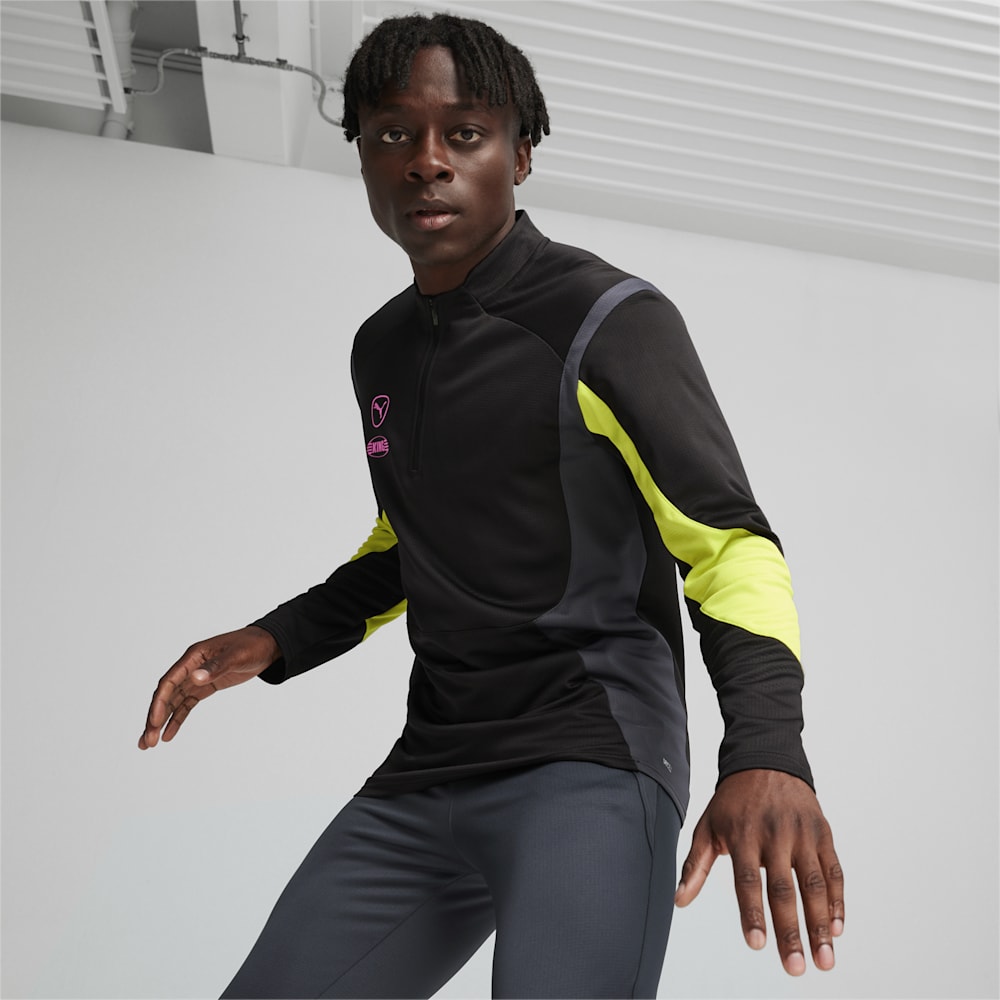 Puma KING Pro Quarter-zip Top - Black-Electric Lime