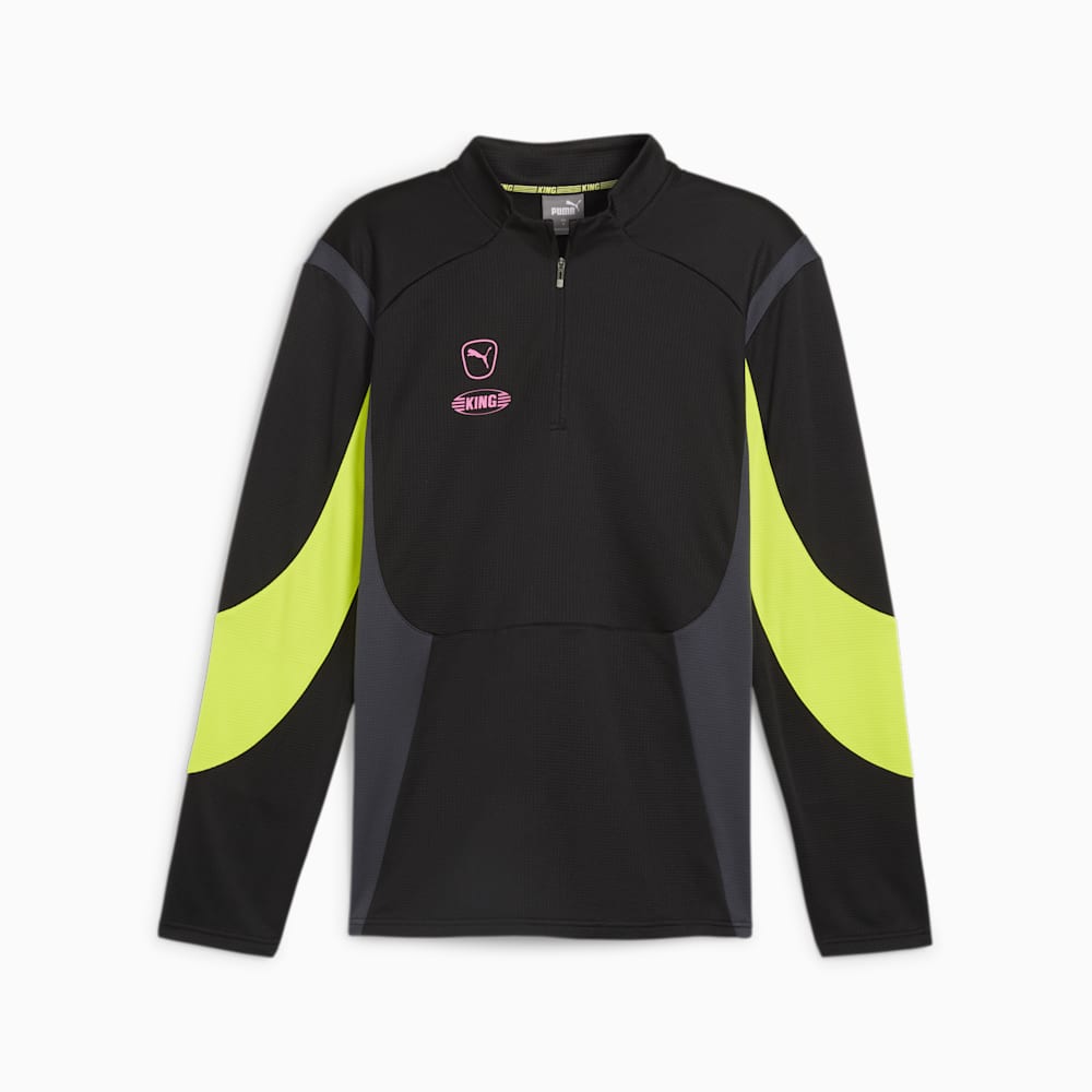 Puma KING Pro Quarter-zip Top - Black-Electric Lime